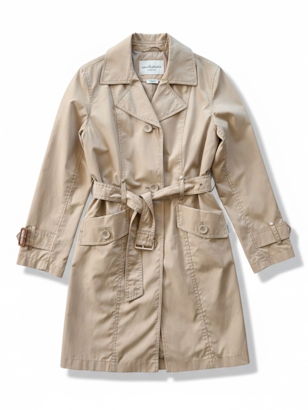 Jones&Co Women’s Light Beige Belted Trench Coat. Ladies sm. Exceptional quality